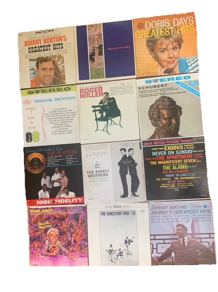 Vintage Vinyl LP Lot 16 Albums Spike Jones Everly Bros Mathis Excellent Cond