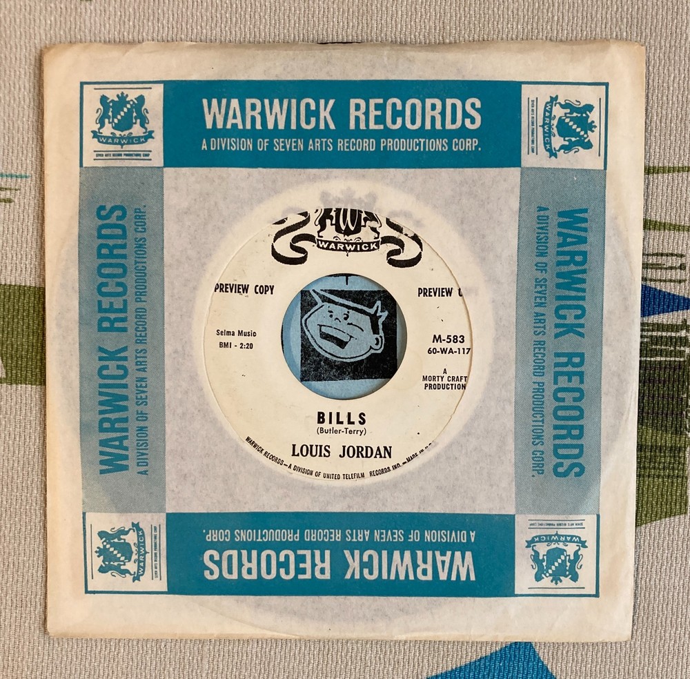 Louis Jordan 45 Bills / Fifty Cents 1960 R&B Warwick Rare Company Sleeve VG+