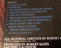 Robert Klein Mind Over Matter Vinyl First Pressing Excellent (EX) 1974