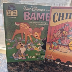 Vintage Story of Bambi Chipmunks Muppets Manhattan Record & Book Set Lot of 3