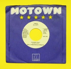 BILLY PRESTON & SYREETA RARE WHITE LABEL PROMO 45 IN MOTOWN SLEEVE PLEASE STAY