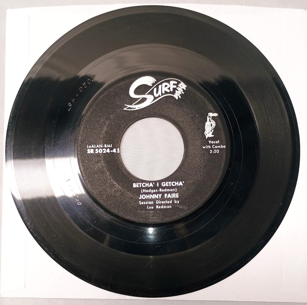 SO RARE 45 rpm rockabilly JOHNNY FAIRE Betcha I Getcha/I Fell 1958 Surf 5019 V++