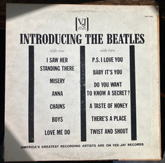 Introduicing The Beatles VeeJay VJLP 1062 Mono Brackets Logo on Black Label