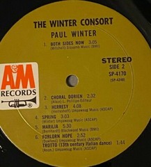 PAUL WINTER – The Winter Consort ~ A&M 4170 {orig} w/Ruth Ben-Zvi, Scott – RARE