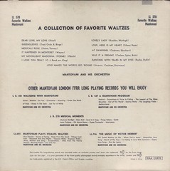Mantovani And His Orchestra, A Collection Of Favorite Waltzes, (LP), VG+, 425726