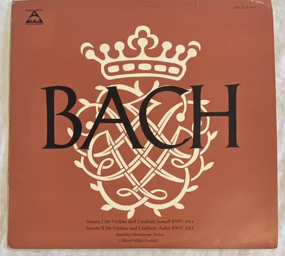 SCHNEEBERGER BACH VIOLIN SONATAS Nos. 1-2 BARENREITER 10″ Rare German Import