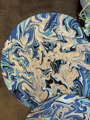 RCA Lot of 5 Vinyl Records Wall Art Set, Labels Visible, Marbled Blue Edge
