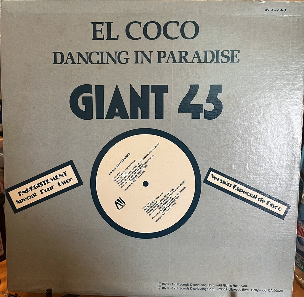EL COCO DANCING IN PARADISE Disco 12” LOVE IN YOUR LIFE 12″ 1977 Rinder & Lewis