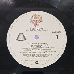 Eye to Eye – Eye to Eye LP Record 1982 Warner Bros. Synth-Pop New Wave 33 RPM