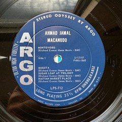 Ahmad Jamal Macanudo Stereo Vinyl LP 1963 Argo Records Deep Groove Blue Labels