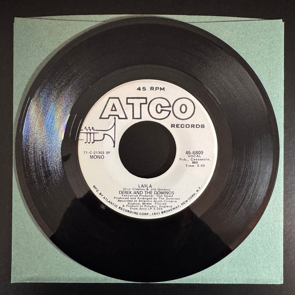 Derek And The Dominos (Eric Clapton) “Layla” Mono/Stereo 1971 Promo 45rpm NM