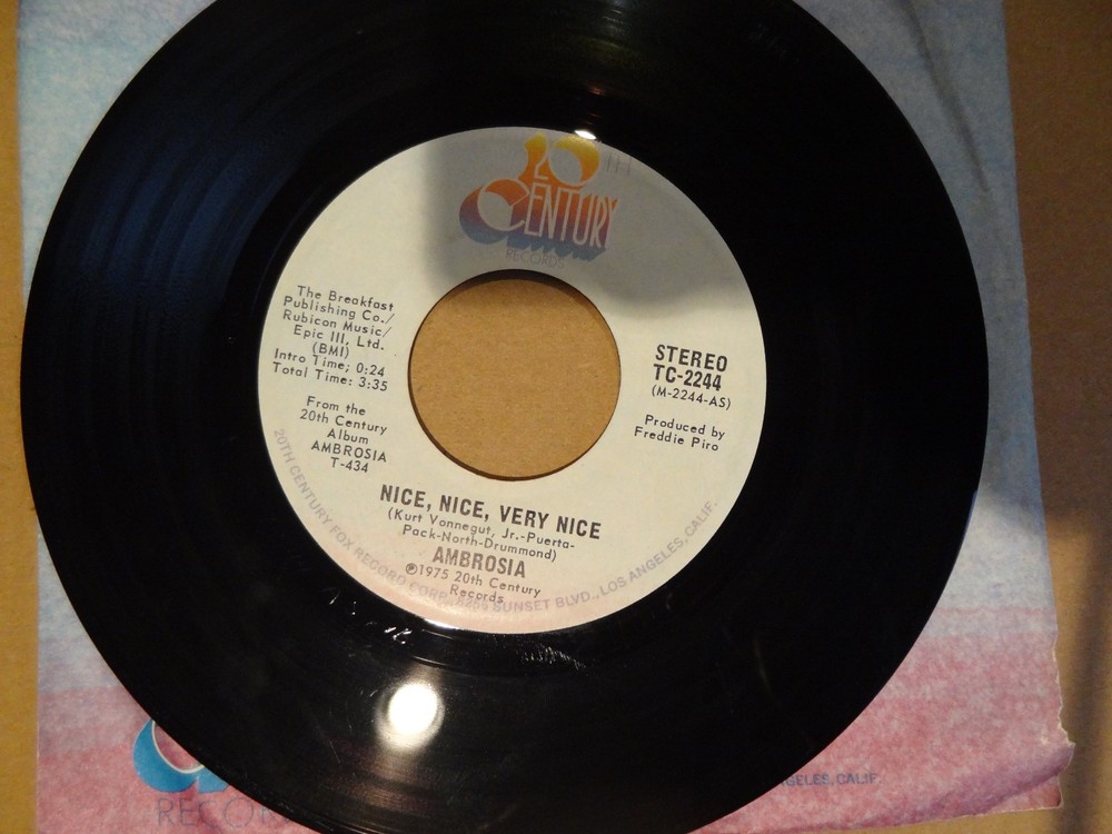 AMBROSIA Nice, Nice, Very Nice 20TH CENTURY TC-2244 VG 45 RPM 1975 Art Rock 7″
