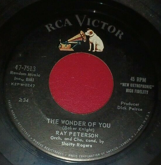 Vintage 45RPM Record : Ray Peterson the wonder of You / Im Gone : RCA Victor