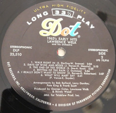 Lawrence Welk 1963’s EARLY HITS 12″ 33 1/3 LP Vinyl Record DLP 25510 DOT Records