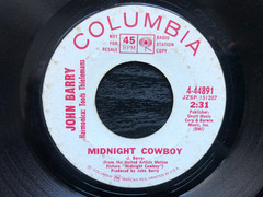 John Barry MIDNIGHT COWBOY 1969 Columbia 45 PROMOTIONAL single VG+