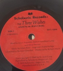 1978 Scholastic Records The Three Wishes 7″ LP 33 1/ 3 RPM Vinyl RARE