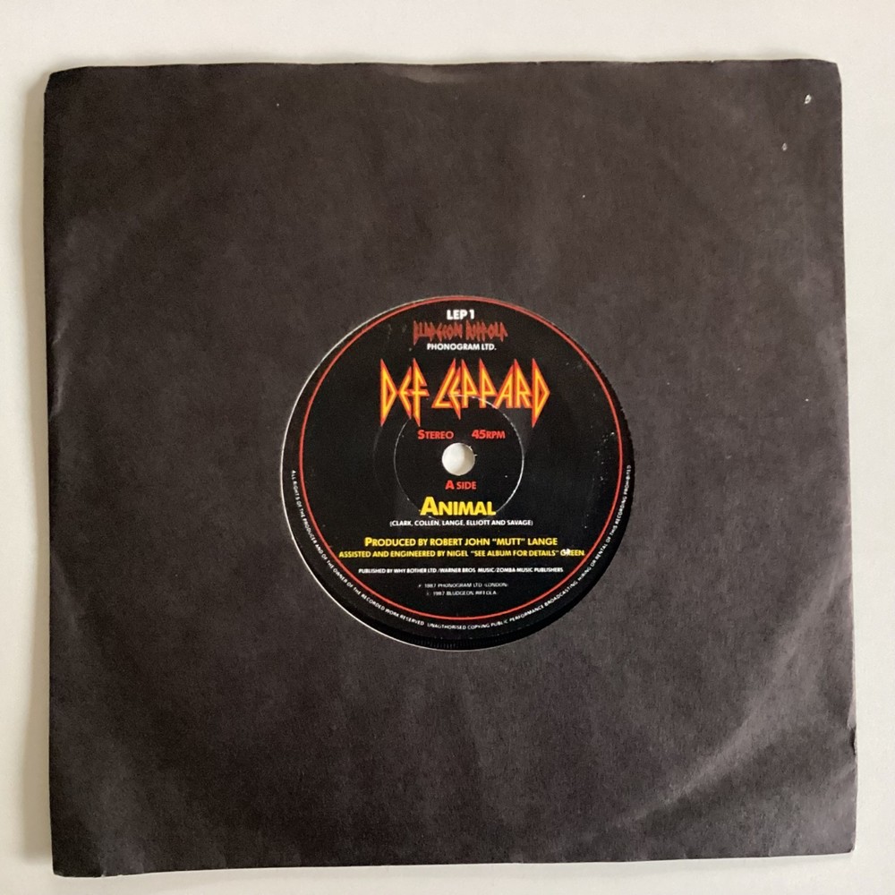 Def Leppard, animal 7” 45 SINGLE VINYL Hard Rock heavy metal 1987 1st press (z