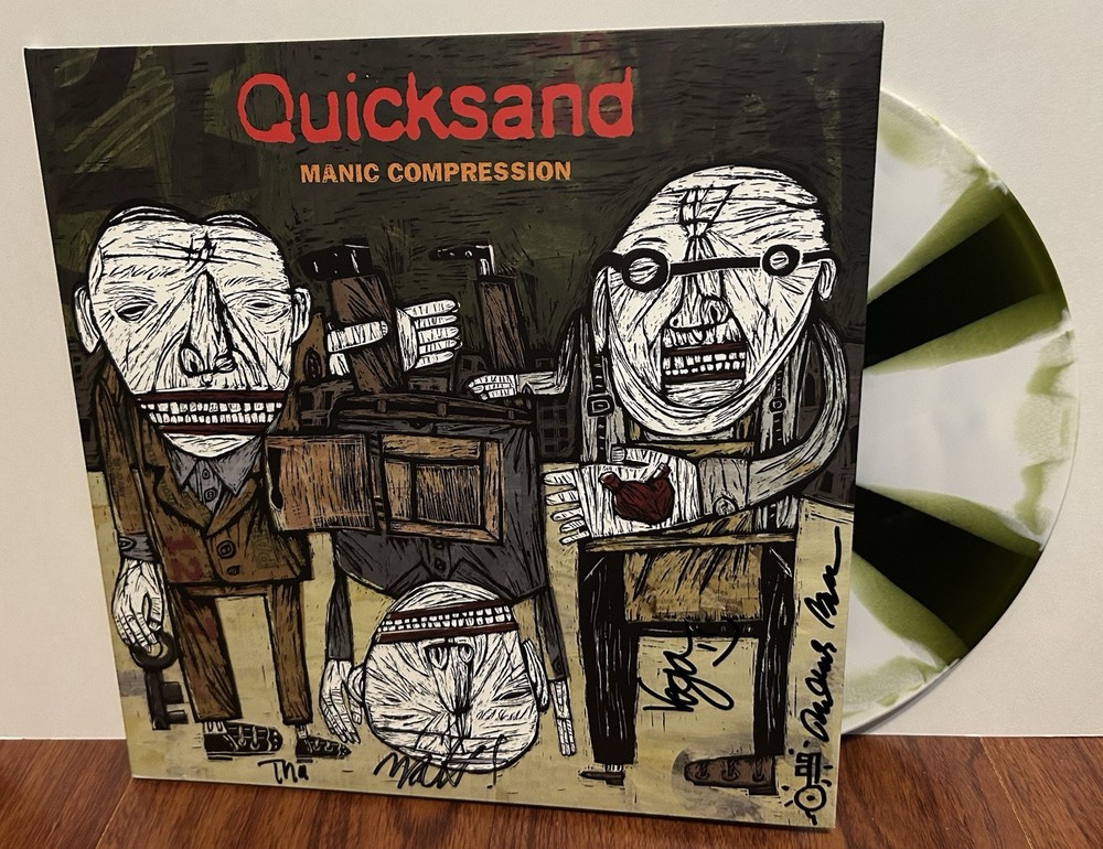 QUICKSAND SIGNED MANIC COMPRESSION LP VINYL WALTER SERGIO 4/26 ROUGH TRADE NYC