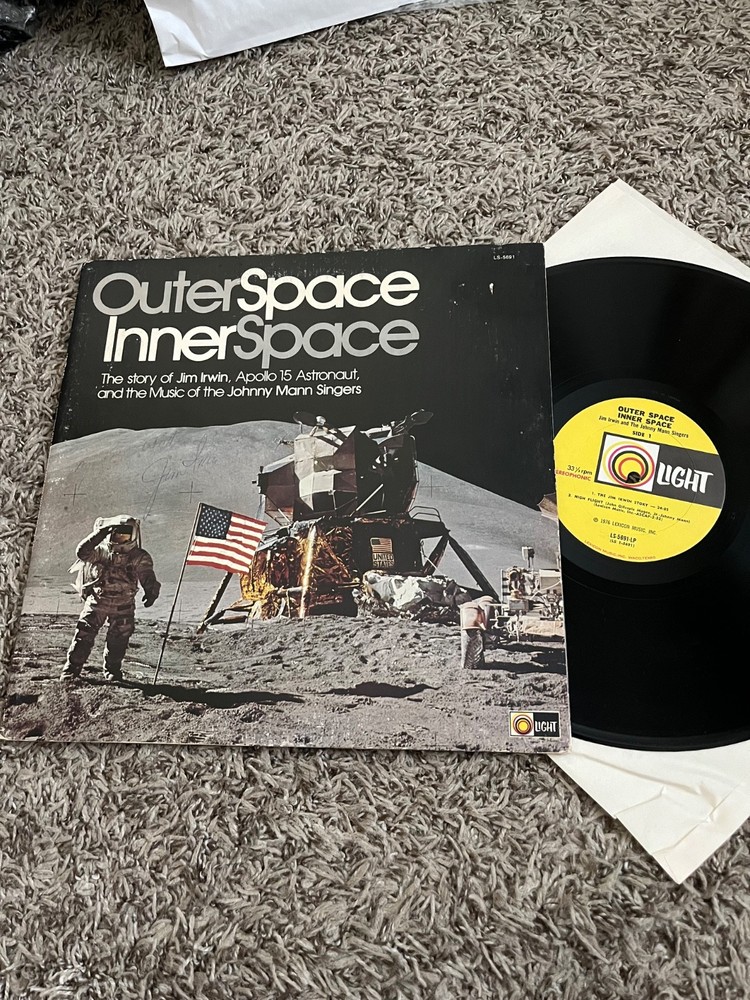 OUTER SPACE INNER SPACE THE STORY OF JIM IRWIN APOLLO 15 LP + POSTER NASA SIGNED