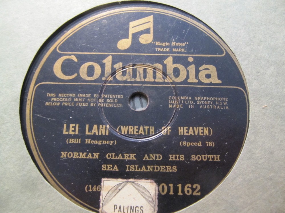 1928 Norman Clark SOUTH SEA ISLANDERS Hawaiian Dreamy Hilo Bay Lei Lani COLUMBIA