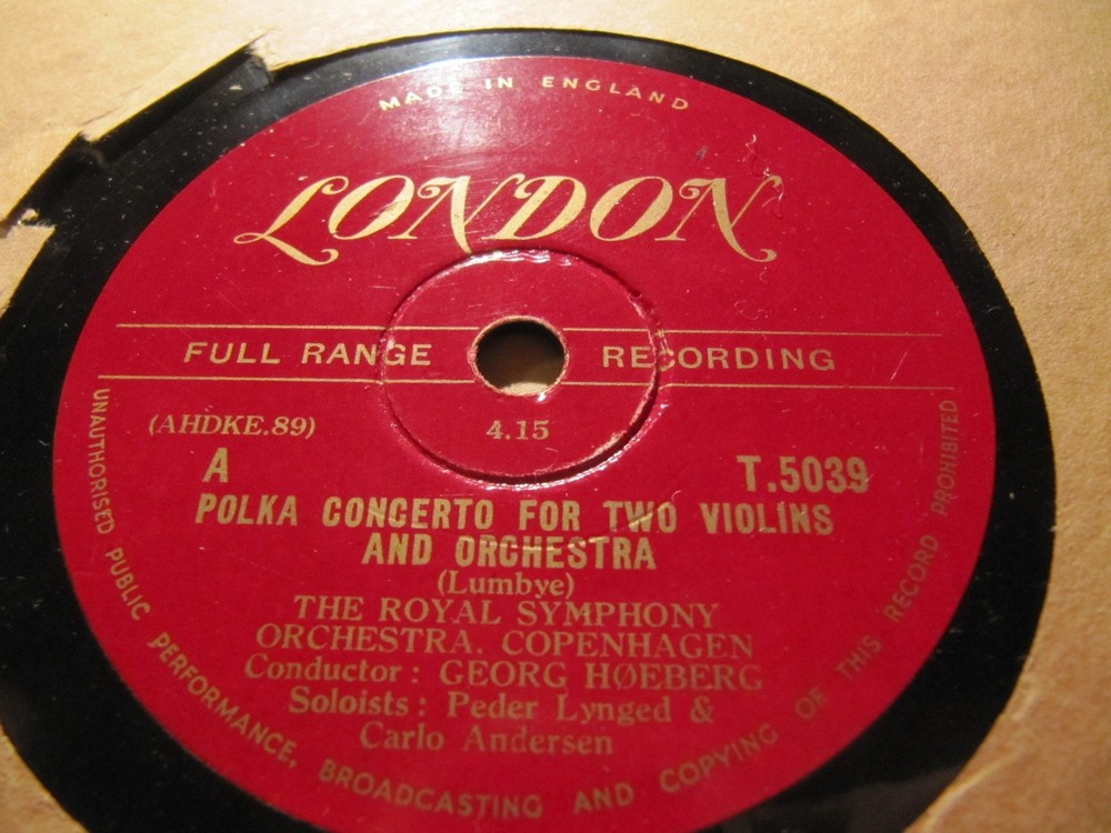Carlo Andersen Violin Peder Lynged LUMBYE POLKA CONCERT Champagne Galop HØEBERG