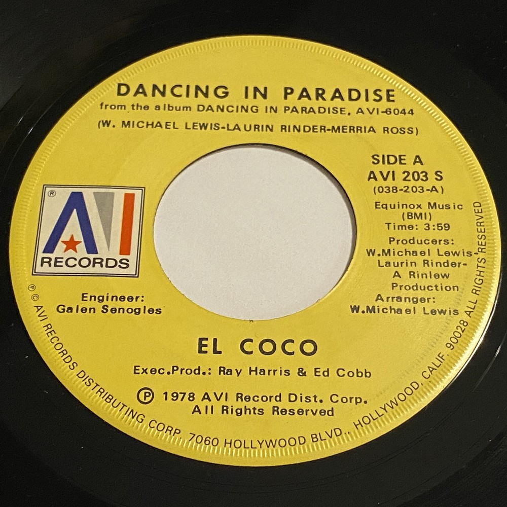 El Coco: Dancing In Paradise / Love In Your Life 45 – AVI Records – Disco