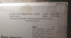 SKEETER DAVIS: CLOUDY WITH OCCASIONAL TEARS Vinyl LP-1963-Bonus Record Included!