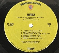 America 12” Vinyl Record Album LP 1971 BS 2576 S39997 REI