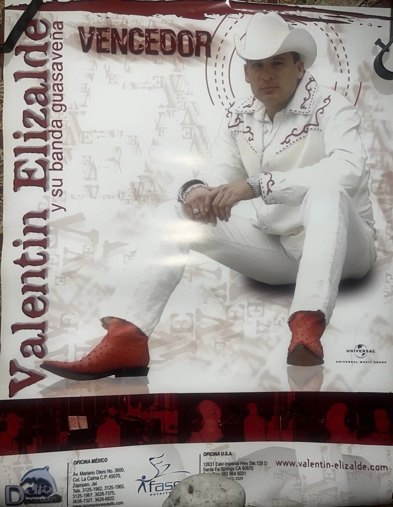 Valentin Elizalde Poster Vencedor Con Fotos Del Estudio De Grabacion100%Original