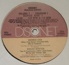 DISCONET VOLUME 7 PROGRAM 1 DEBBIE DEB when i hear music / EDGAR WINTER son of +