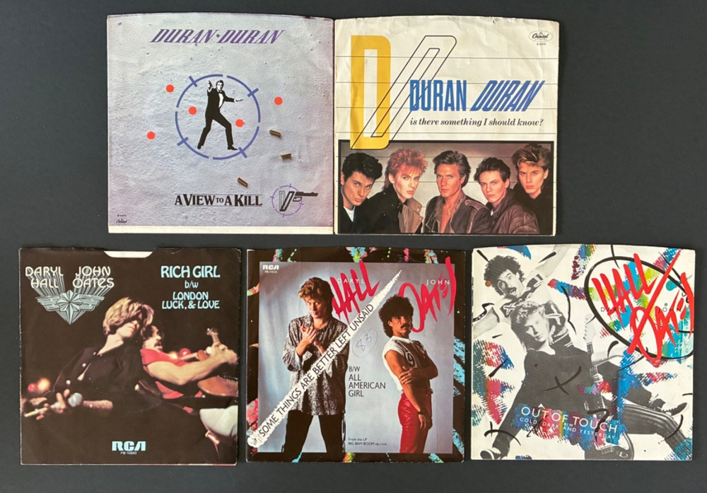 LOT of 5 – DURAN DURAN – HALL & OATS 45 rpm PICTURE SLEEVES ONLY ~