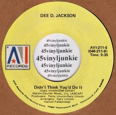 Dee D. Jackson NM modern soul 45 rpm “Didn’t Think You’d Do It” on AVI Records