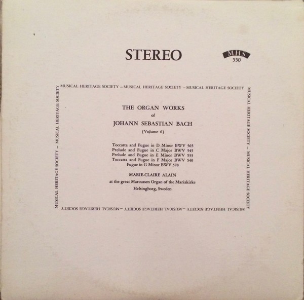 Johann Sebastian Bach, Marie-Claire Alain, The Organ Works Of Johann Sebastian B