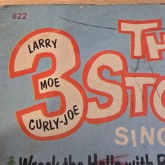 Vintage Three Stooges 6″ 78 RPM Yellow Golden Record Wreck Halls Jingle Bells
