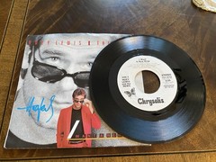 Huey Lewis & the News “I Want a New Drug” Autographed White Label Promo. 7” 45.