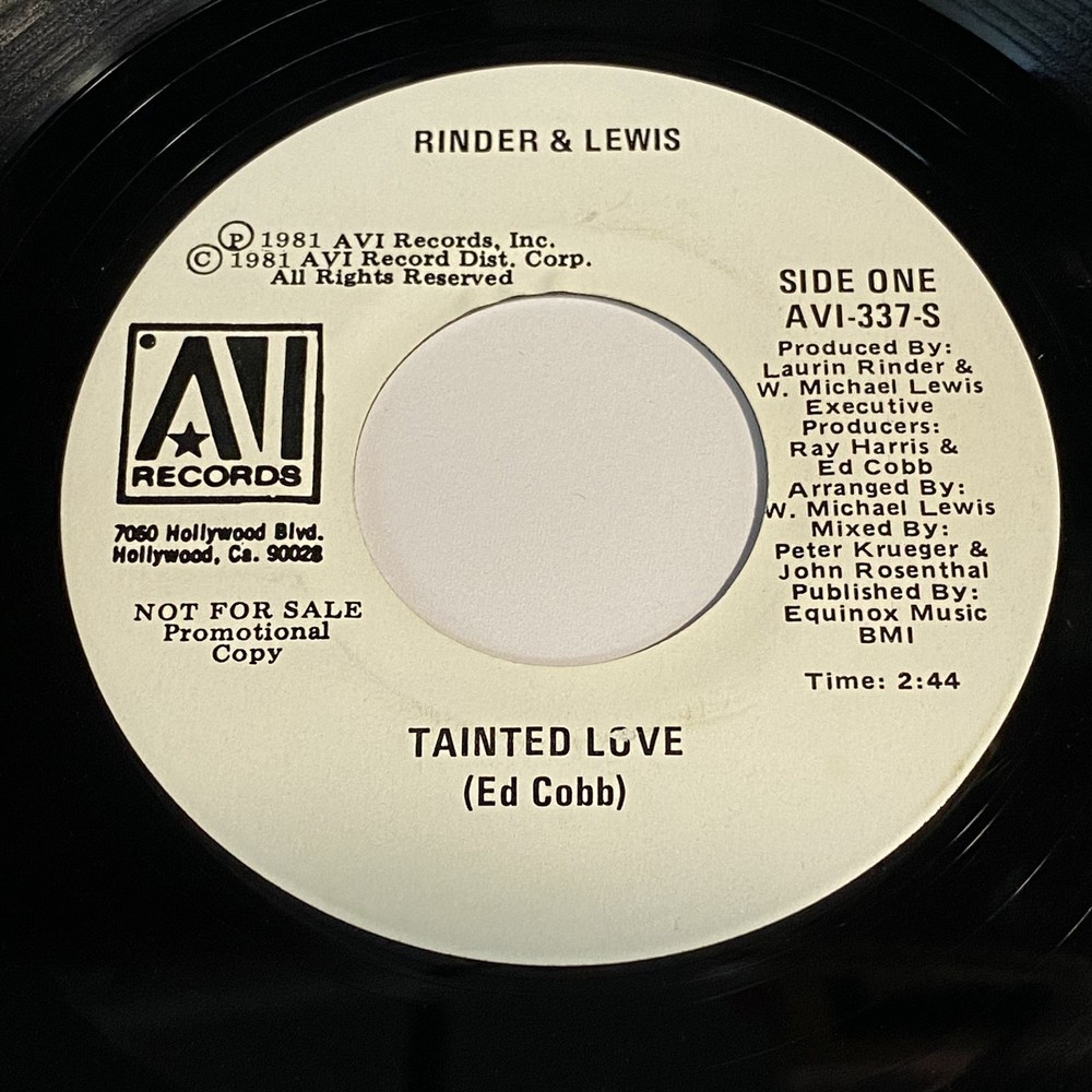 Rinder & Lewis: Tainted Love / Animal Girl 45 – AVI Records