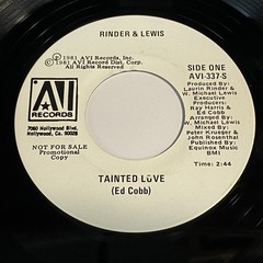 Rinder & Lewis: Tainted Love / Animal Girl 45 – AVI Records