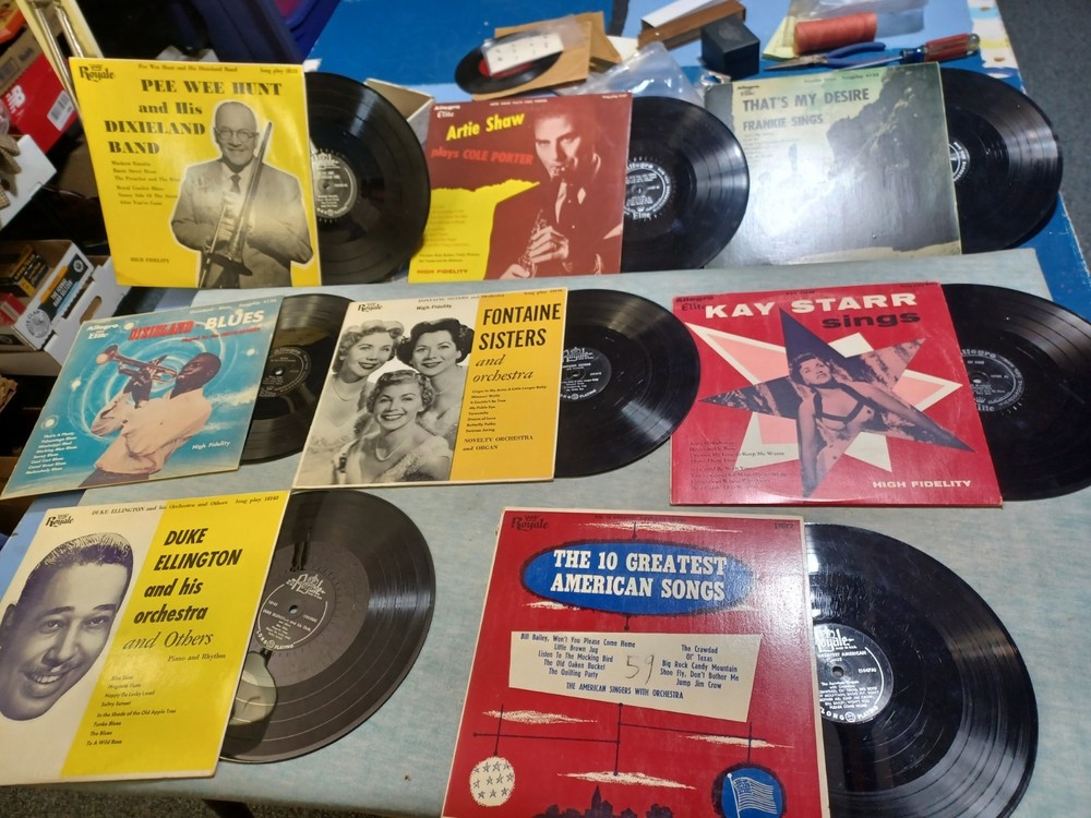 Vintage Royale Label Lot of 8, Duke Ellington, Pee Wee Hunt, Feetwarmers, etc