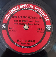 Bobby Darin DOCTOR DOLITTLE (POP 45/PS) #610 PLAYS VG++ NO NOISE!