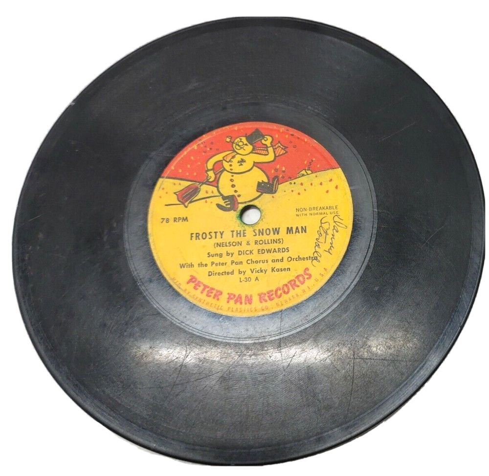 Frosty the Snowman Peter Pan Records Vintage 1950’s 78RPM Dick Edwards L-30A