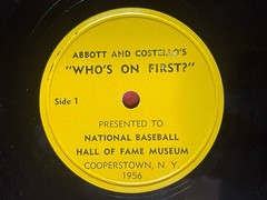 National Basketball Hall Of Fame, Abbott And Costello’s “WHOS ON FIRST?” 78 Rpm