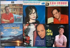 Lot of 6 French 45 Rpm EPs Vintage 1960’s Chansons VG+/VG+ Rare Vinyl France