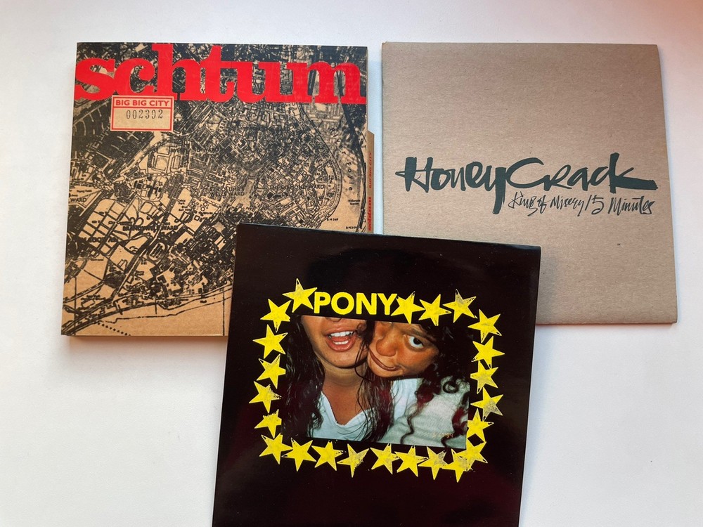 3 x Rare 1990s Indie band promo singles Schtum, Pony and Honeycrack