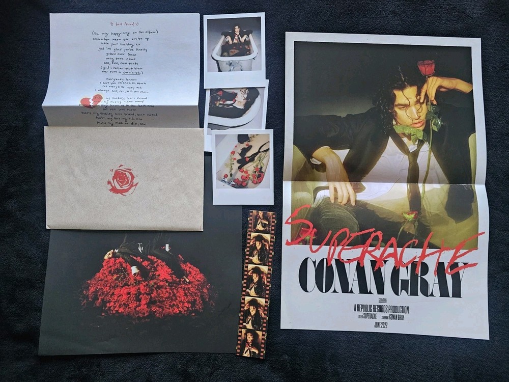 Conan Gray Superache Red Black Marble Vinyl LP New Sealed Hyper Sticker