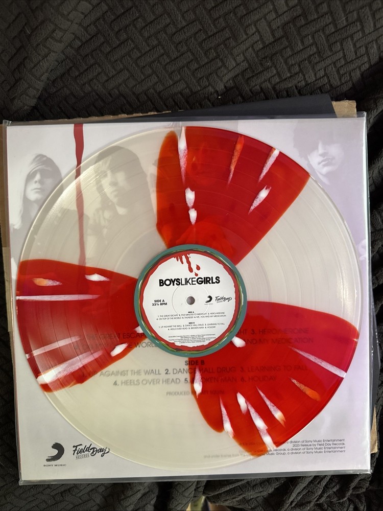 Boys Like Girls RED/WHITE/CLEAR spinner /500 BRAND NEW RARE
