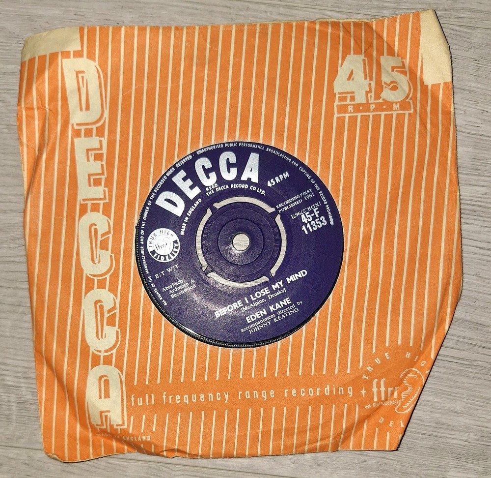Single 45rpm Eden Kane Well I Ask You/Before I Lose My Mind 1961 Decca Records