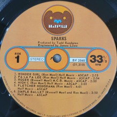 Sparks – Self Titled Debut Vinyl LP – 1972 – Bearsville BV 2048