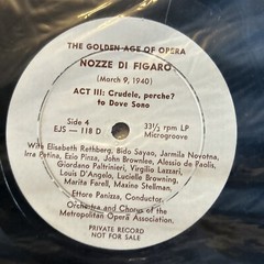 NOZZE DI FIGARO 1940 EJS 118 3 LP GOLDEN AGE OF OPERA PRIVATE RARE#63