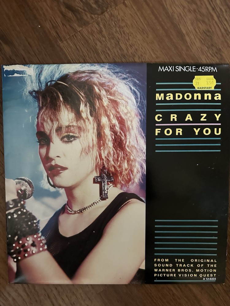 Madonna Crazy For You 12″ Vinyl Single German Import Vision Quest OST Geffen