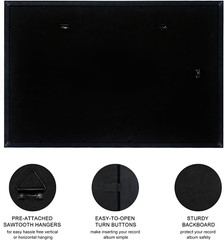 Vinyl Record Display Frame – 12×12 LP Album Frame – 2 Pack Black & Gold